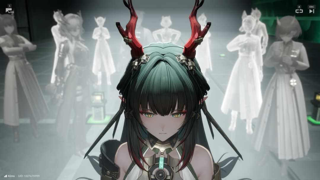 庄方宜在众多角色轮廓背景前的立绘