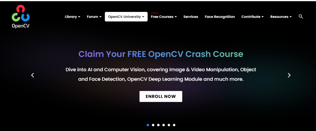 OpenCV官方网站免费课程宣传截图