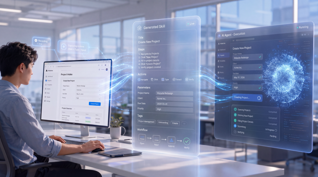 人机协作场景：AI Agent根据生成的技能卡执行创建项目的任务