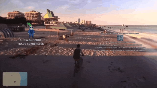 GTA6泄露实机画面:杰森在黄昏沙滩骑自行车