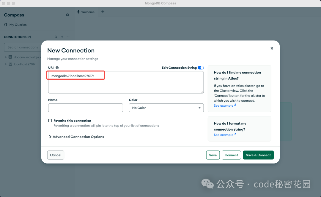 MongoDB Compass新建连接界面