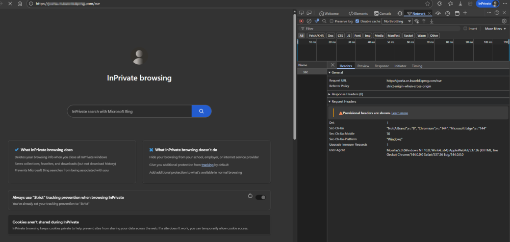 浏览器Network面板显示请求卡住的截图