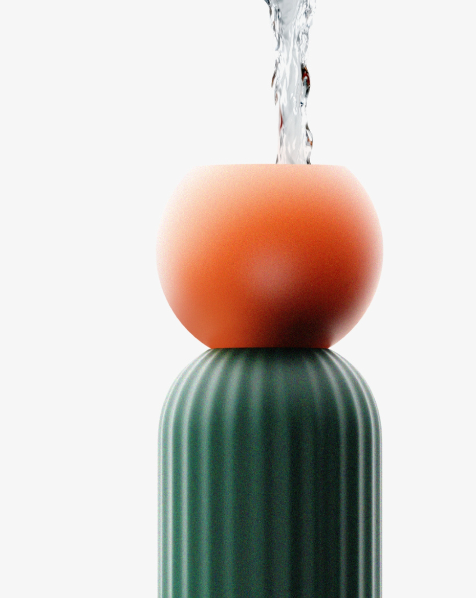 Cabu加湿器顶部橙色球体注水特写