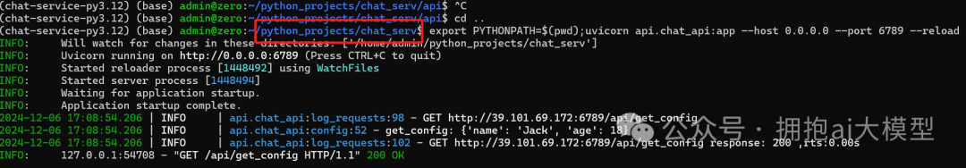 服务器上启动FastAPI服务成功