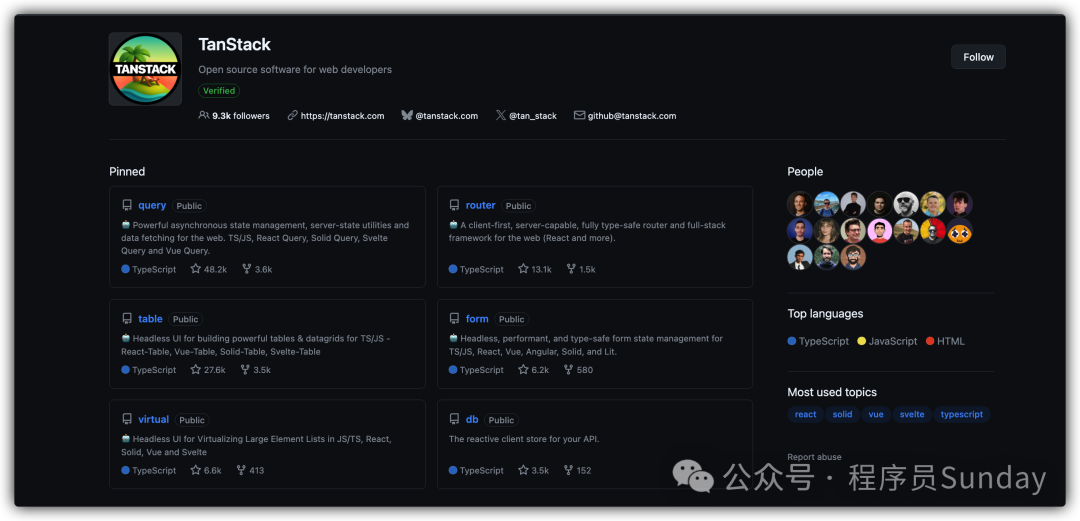 TanStack GitHub主页与核心项目