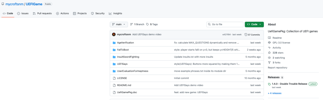 UEFIGame项目GitHub仓库主页