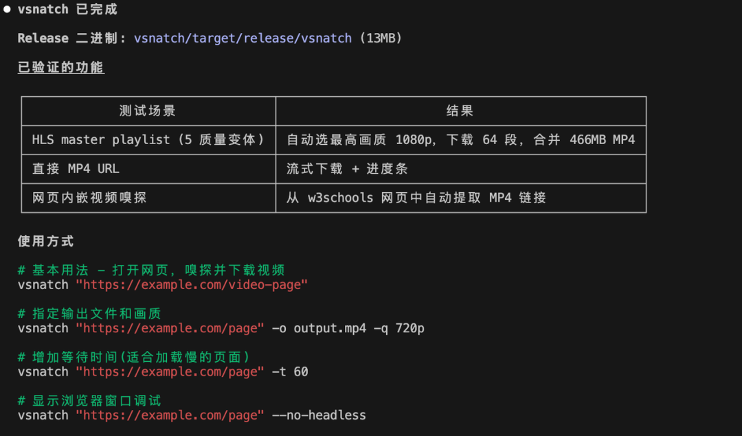 视频下载CLI工具vsnatch功能展示