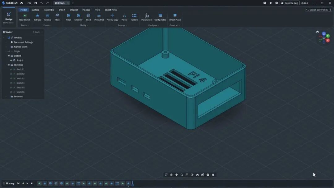 SolidCraft 3D CAD 建模界面