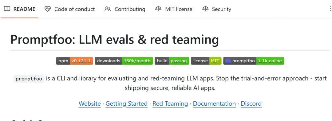 Promptfoo项目GitHub页面截图
