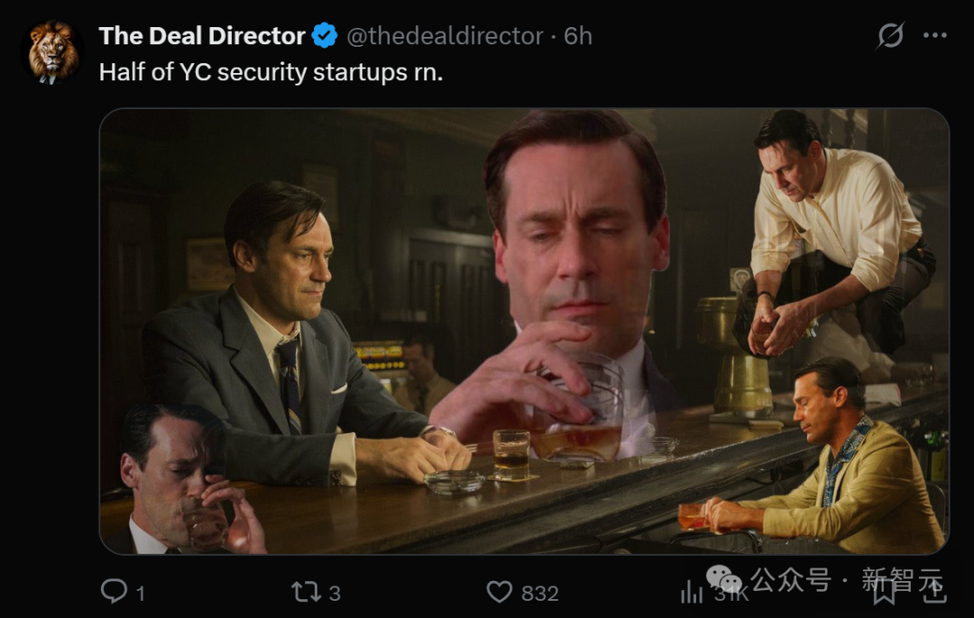 一张调侃YC安全创业公司的《广告狂人》梗图