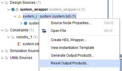 右键菜单选择Reset Output Products