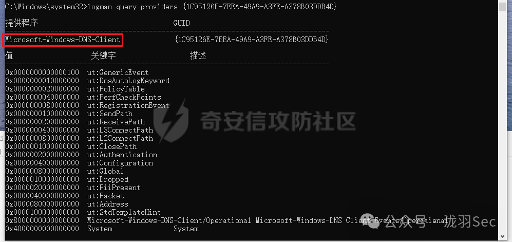 根据GUID查询对应的ETW提供者名称
