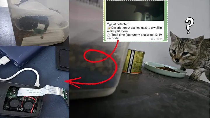 系统完整运行截图：损坏的部件、电路板与猫咪检测界面