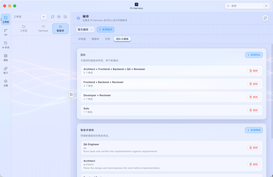 Pi-Harness 智能体与团队模板