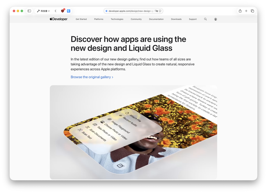 苹果开发者设计图库页面