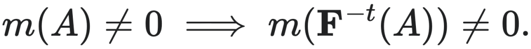 $m(A) \neq 0 \Rightarrow m(F^{-t}(A)) \neq 0.$