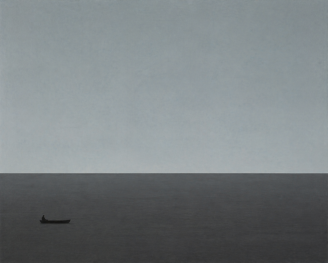 极简主义海景孤舟