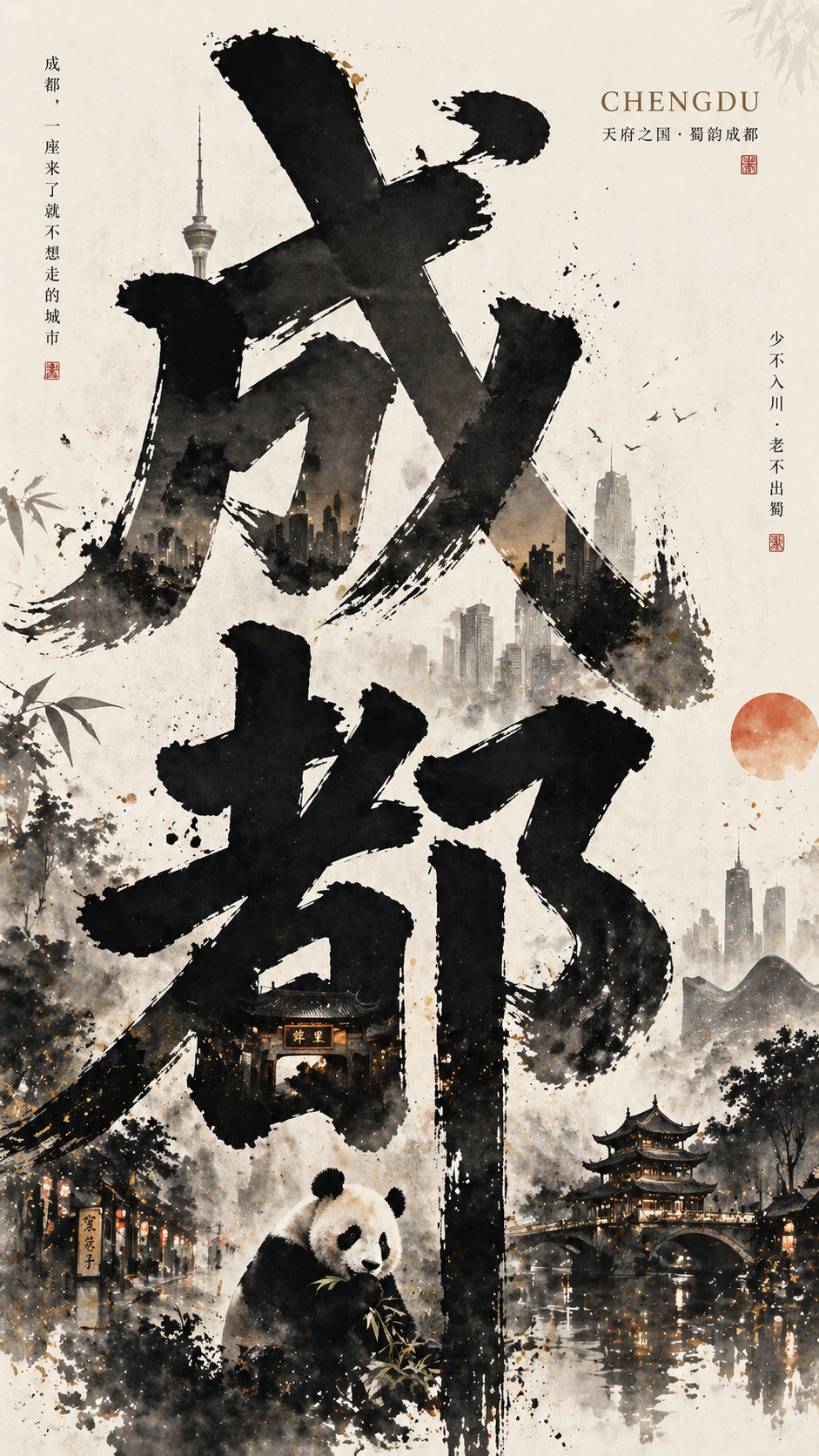 成都城市主题水墨海报