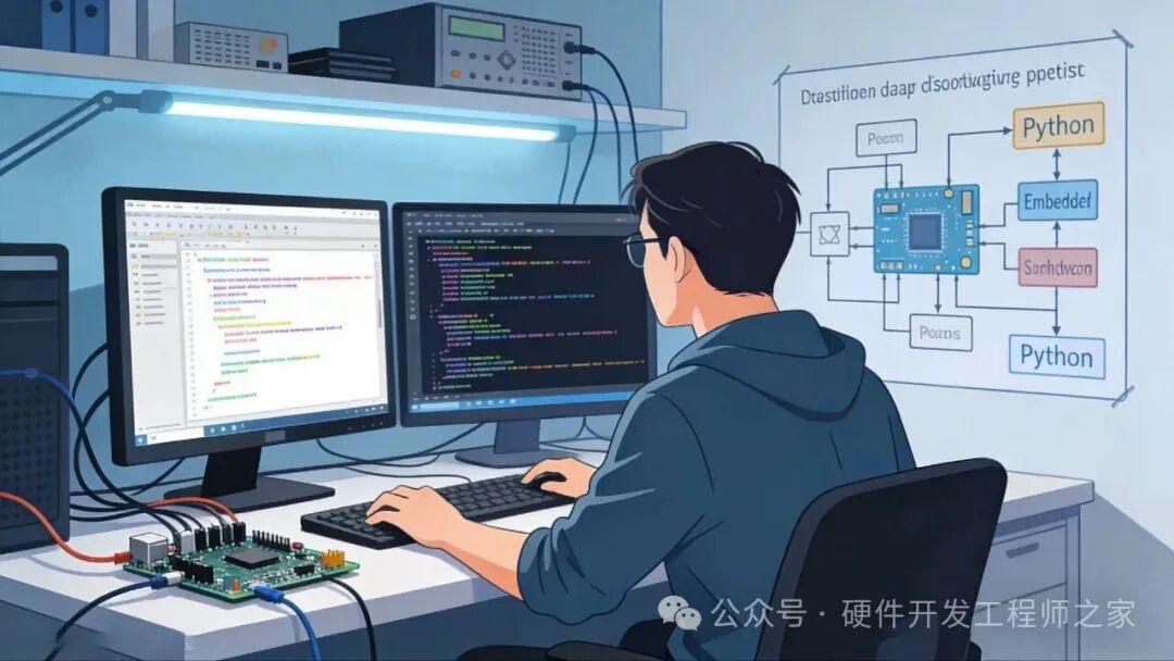 软硬件工程师协同工作场景:Python代码、嵌入式开发与电路板