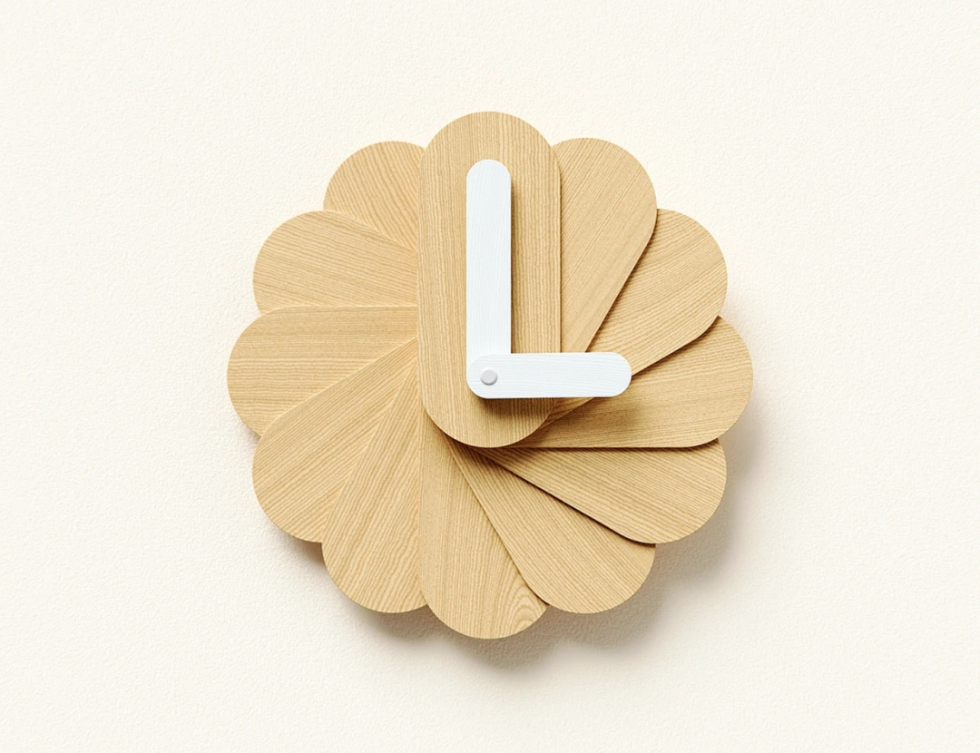 花瓣状木质挂钟