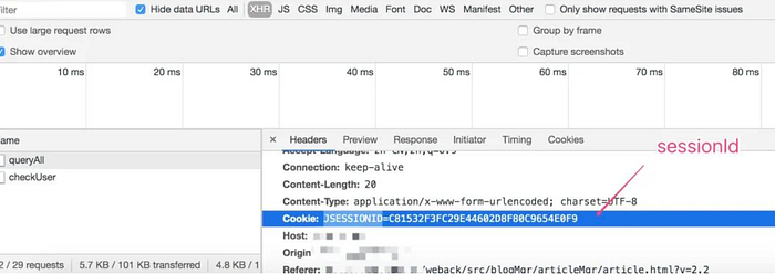浏览器请求携带Cookie示例