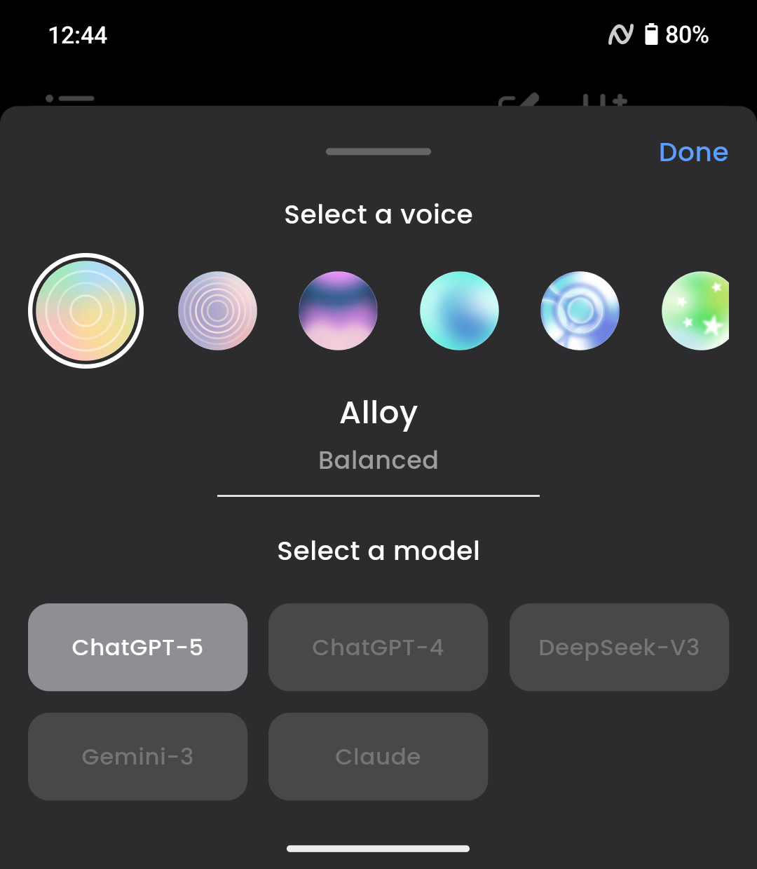 iKKO MindOne Pro AI聊天界面模型选择