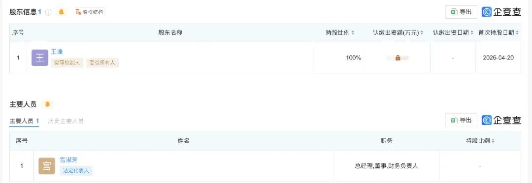 企查查展示太原承明科技有限公司股东及主要人员信息