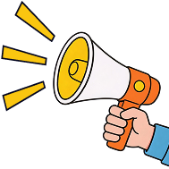 卡通风格的扩音器,象征信息传播