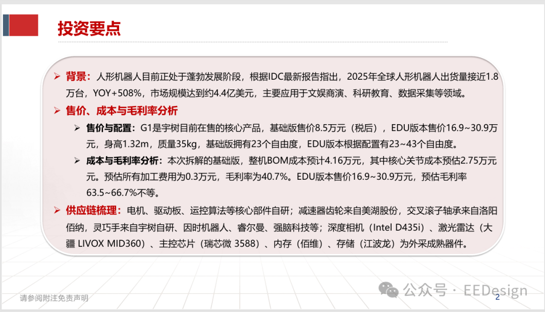 人形机器人投资要点:背景、售价成本与毛利率分析、供应链梳理