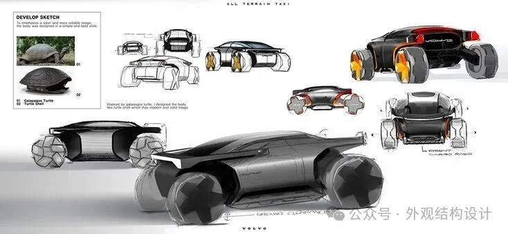 沃尔沃ALL TERRAIN TAXI概念车多视图设计草图