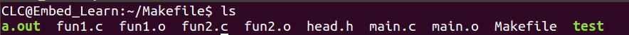 执行 ls 查看中间文件
