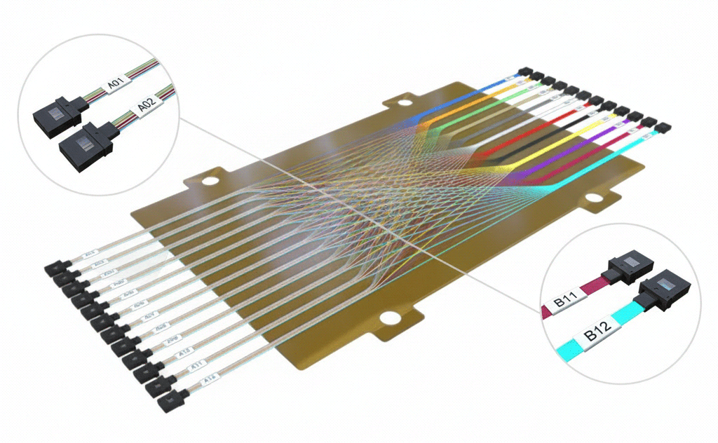 光纤Shuffle Box内部连接示意图