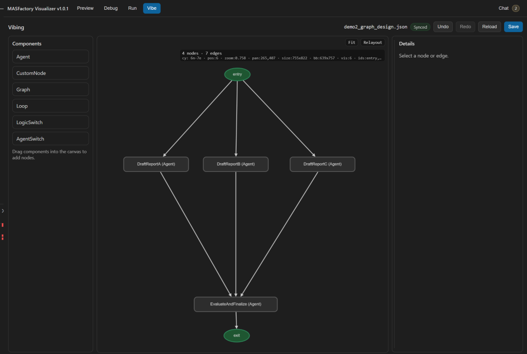 Vibe Graphing 生成的周报工作流预览