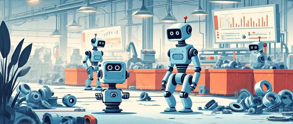 未来工业车间机器人插画