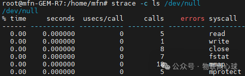 strace命令统计系统调用示例