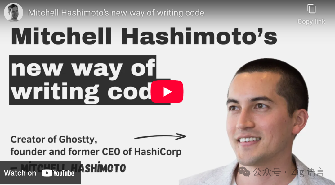 Mitchell Hashimoto YouTube视频封面，讨论AI编码新方式
