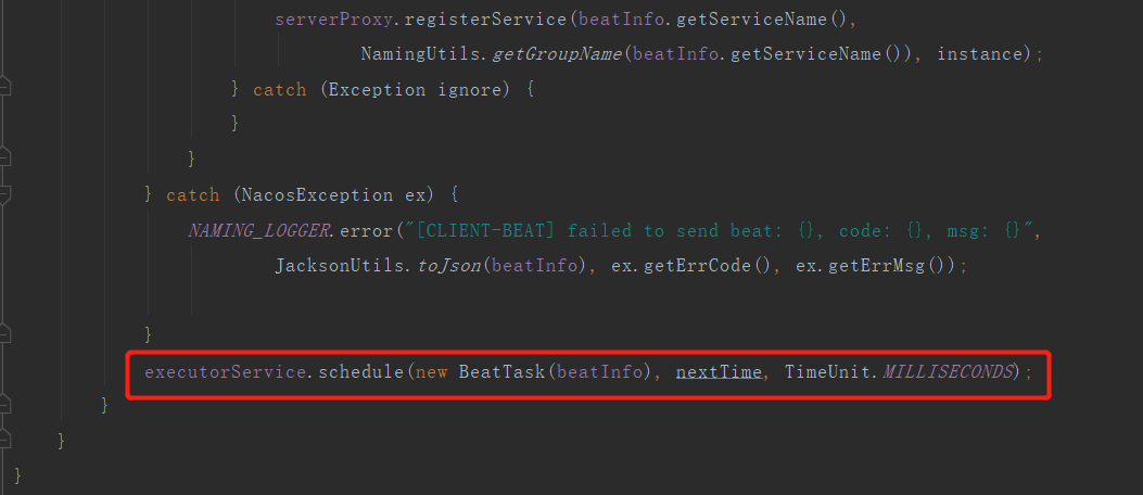 调度下一次心跳任务