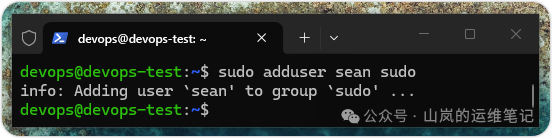 将用户添加到sudo组