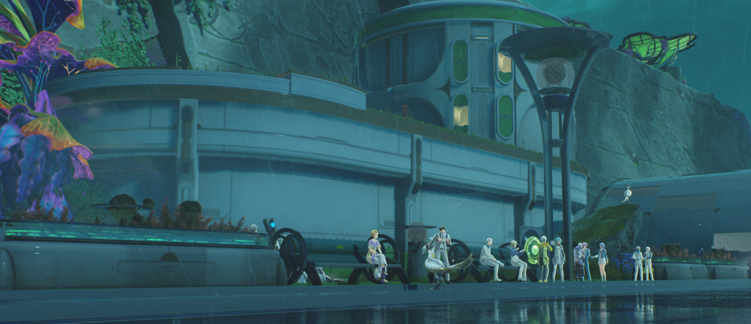 解锁的新地块场景：具有复古未来风格的车站