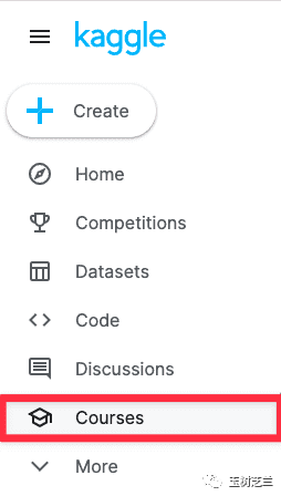 Kaggle网站侧边栏Courses入口