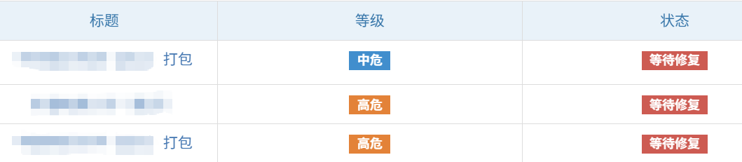 漏洞报告列表，显示中危、高危漏洞