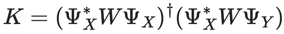 $K = (\Psi_X^* W \Psi_X)^\dagger (\Psi_X^* W \Psi_Y)$