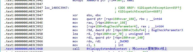 RtlCopyExtendedContext 复制 Context 到 R3 栈