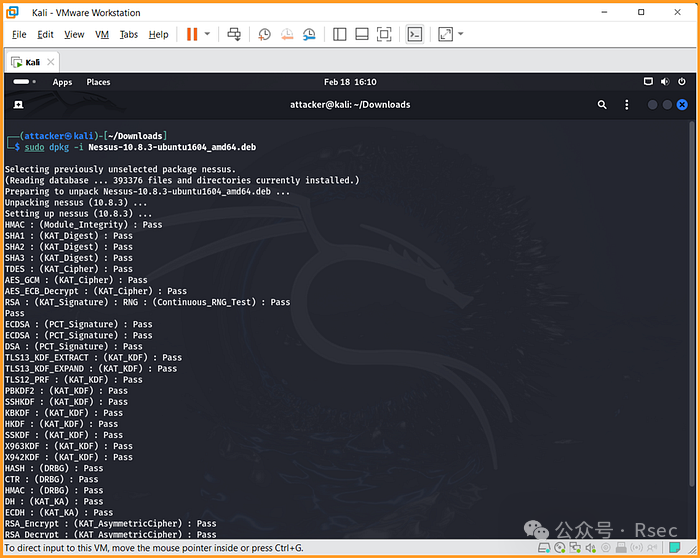 使用dpkg命令安装Nessus的过程