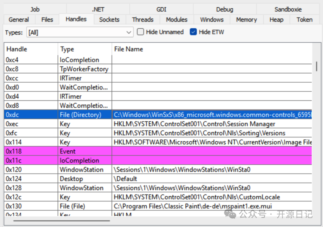 文件句柄监控界面截图