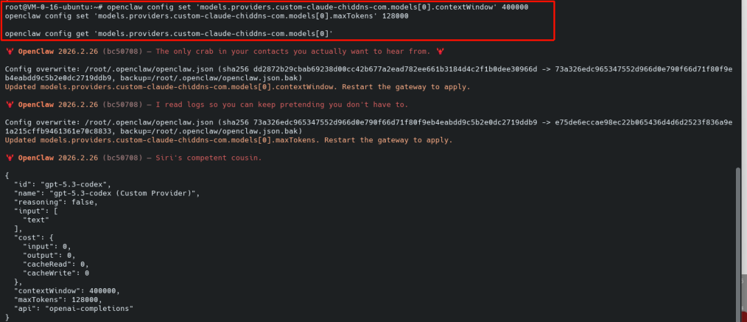 通过命令调整模型上下文及令牌参数
