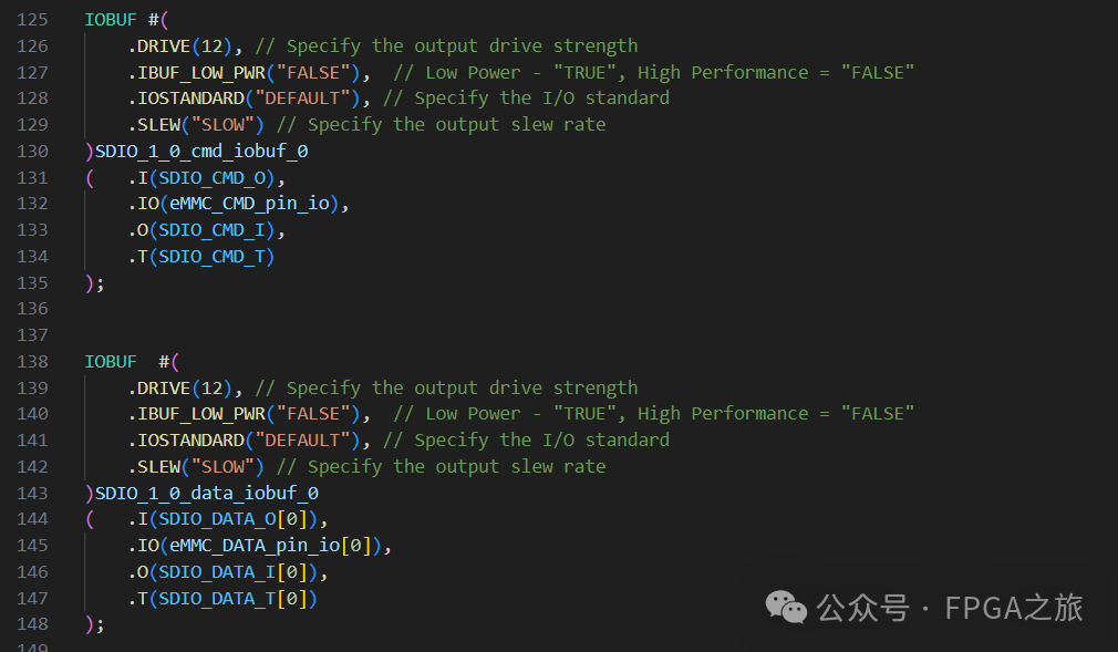 用于SDIO接口信号缓冲的IOBUF原语Verilog代码