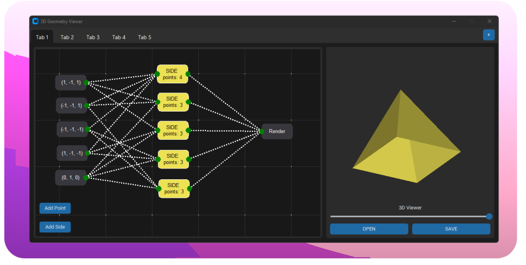 TkNodeSystem构建的金字塔模型节点图