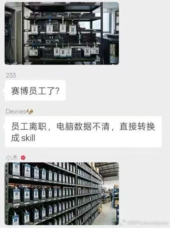 网友梗图：员工离职电脑数据被转为skill